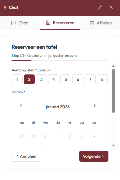 Reserveren via chat
