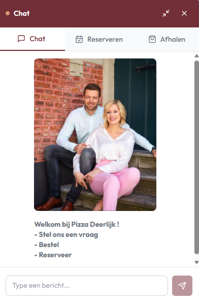 Welkomstscherm chat widget